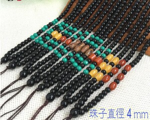 厂家直销 4毫米黑色圆珠项链绳 黑曜石链子 挂绳