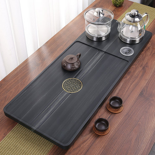 天然整块全自动带电磁炉茶台