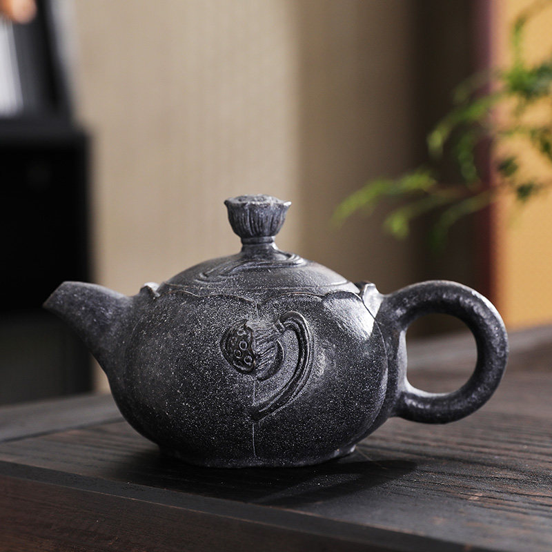 天然冰碛岩茶壶中式复古手工龙蛋石壶家用泡茶单壶耐高温功夫茶具
