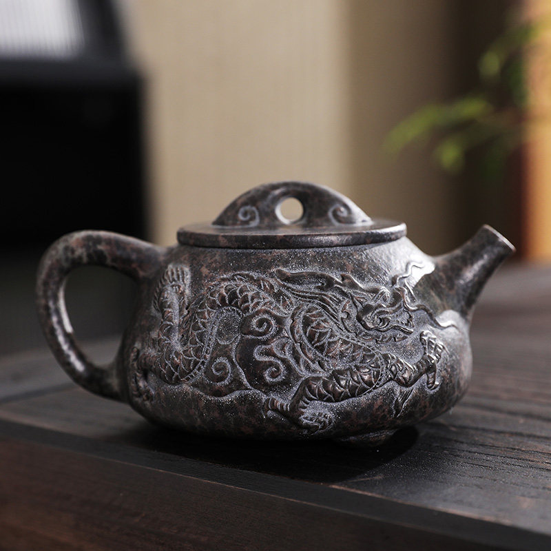 天然冰碛岩茶壶中式复古家用纯手工石壶泡茶单壶石头养生功夫茶具