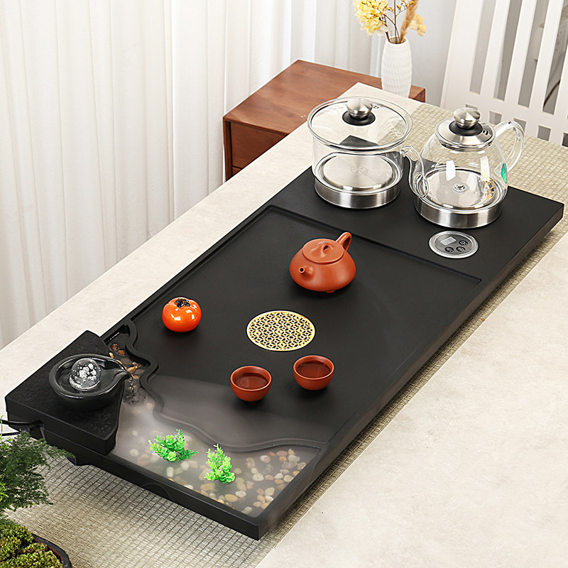 乌金石茶盘带电磁炉套装全自动上水烧水壶一体茶台茶盘石盘