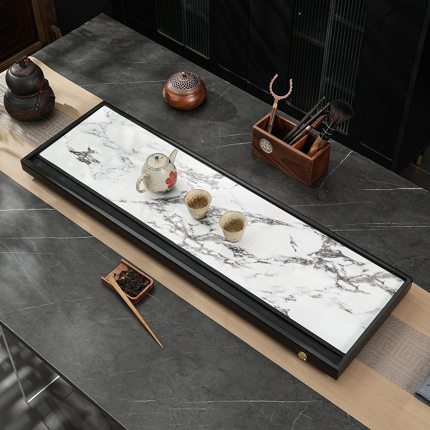 乌金石茶盘天然小号大号