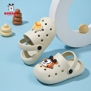 夏居家软底防滑透气宝宝儿童洞洞鞋 巴布豆小童1 3岁男童包头拖鞋