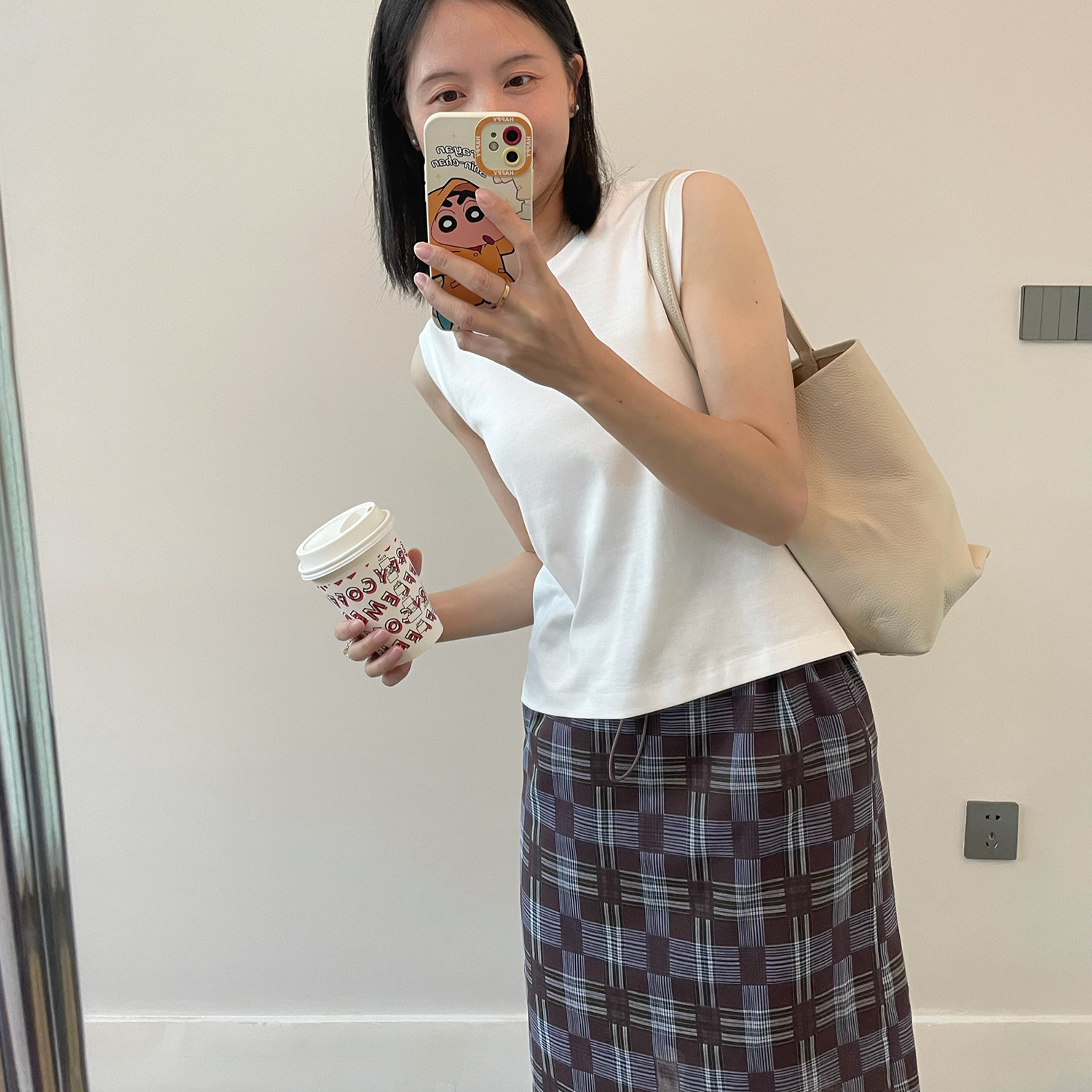 MINIKAT2025新 法式丽人 复古通勤轻盈格子半身裙小个子