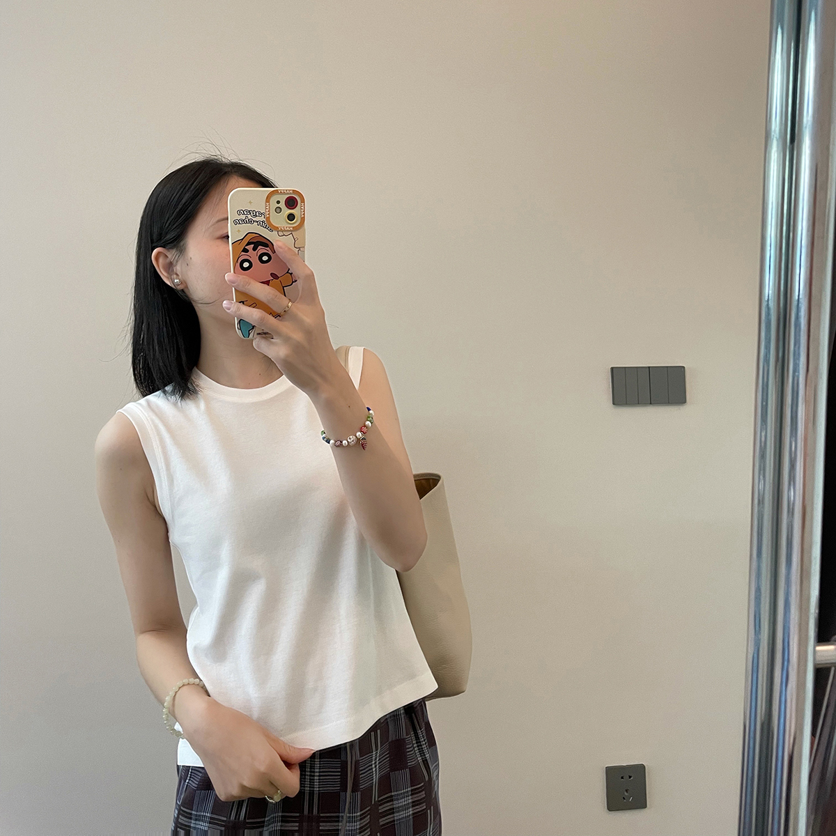 MINIKAT夏 推荐遮副乳无袖背心俏皮侧开叉上衣小个子