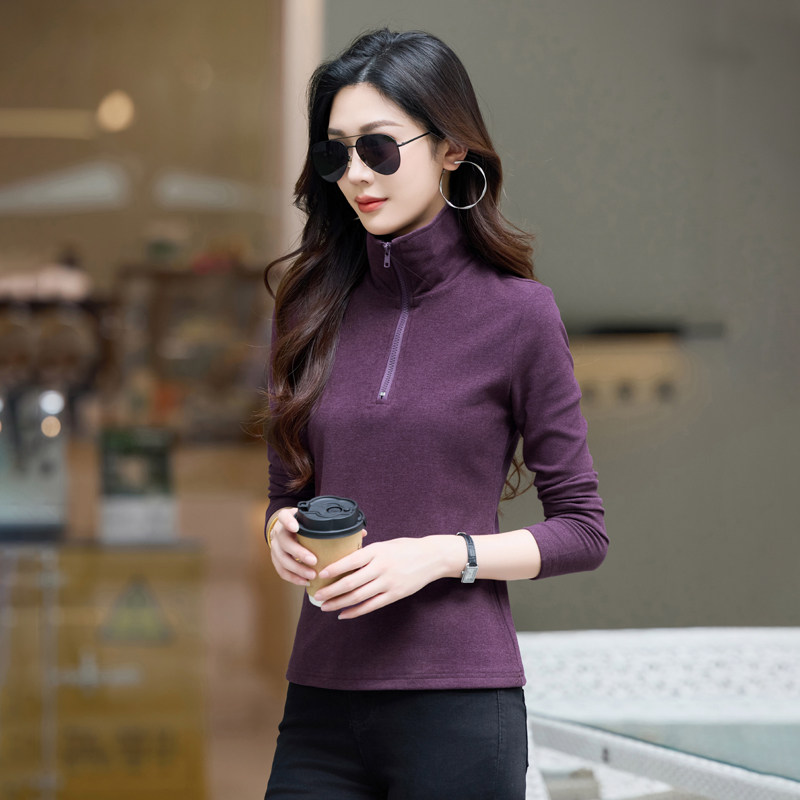 气质修身翻领正肩保暖打底衫女洋气百搭显瘦外穿时尚减龄小个子潮