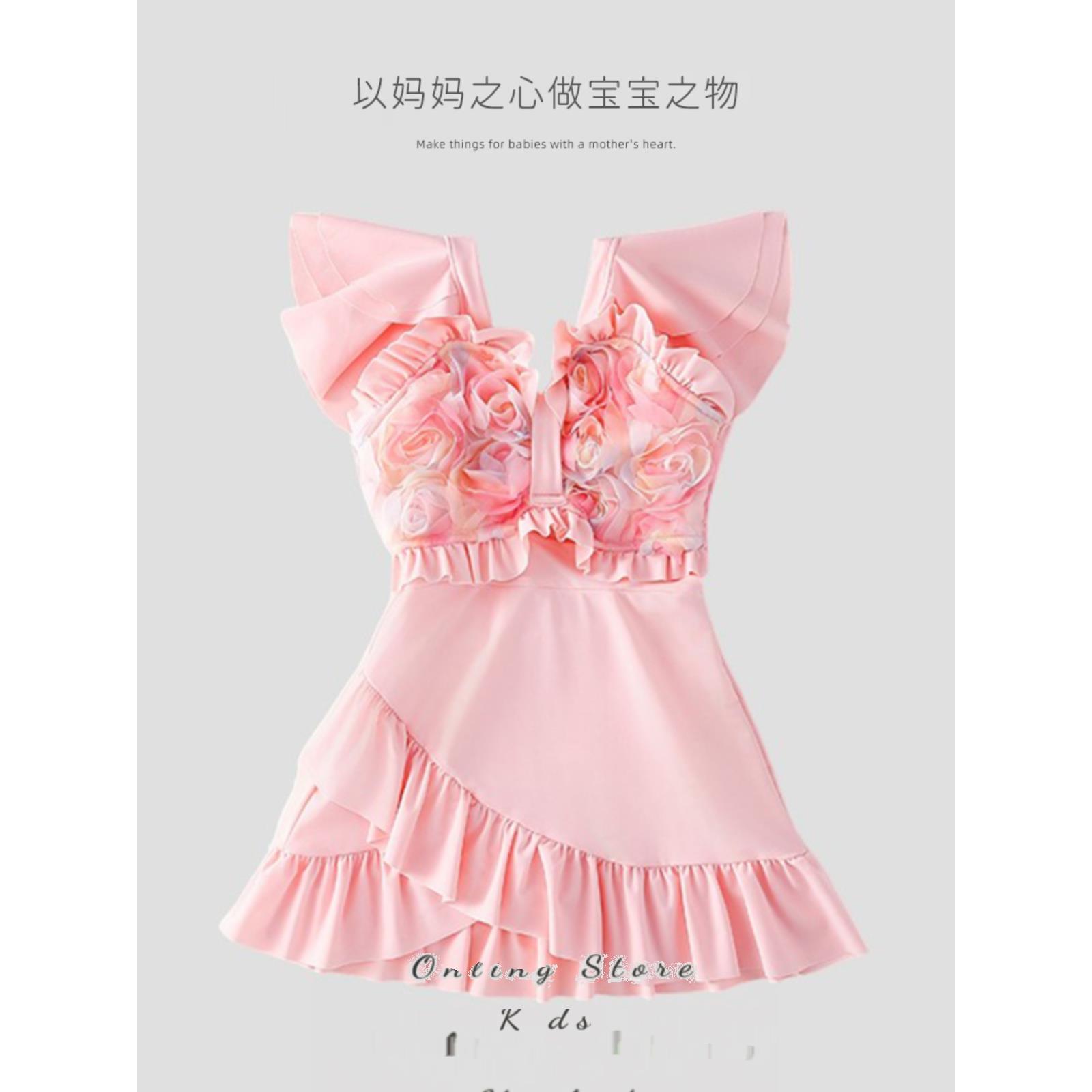 儿童泳衣女童2025新款中大童女孩连体裙游泳公主温泉洋气时髦泳装