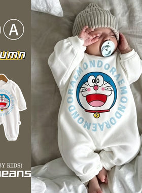 日系宝宝爬爬服薄款纯棉新生儿衣服春秋长袖多啦A梦婴儿连体哈衣