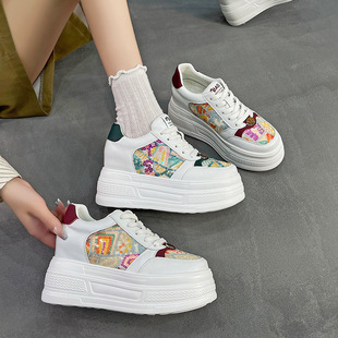 百搭小个子软底休闲小白鞋 厚底真皮内增高9cm女鞋 女 新款 2026春季