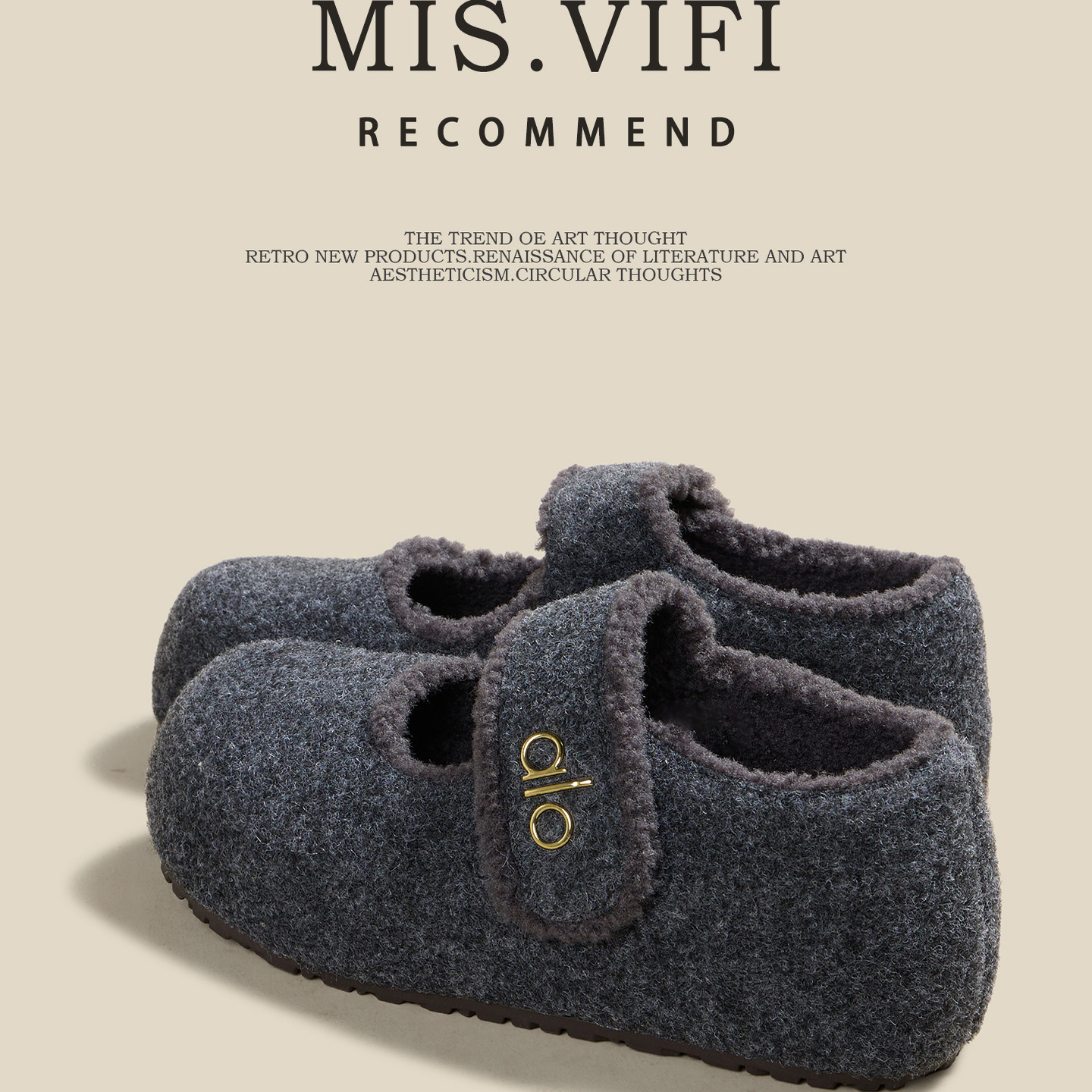 毛绒勃肯鞋女2025冬季新款巨好看内增高魔术贴一脚蹬懒人保暖棉鞋