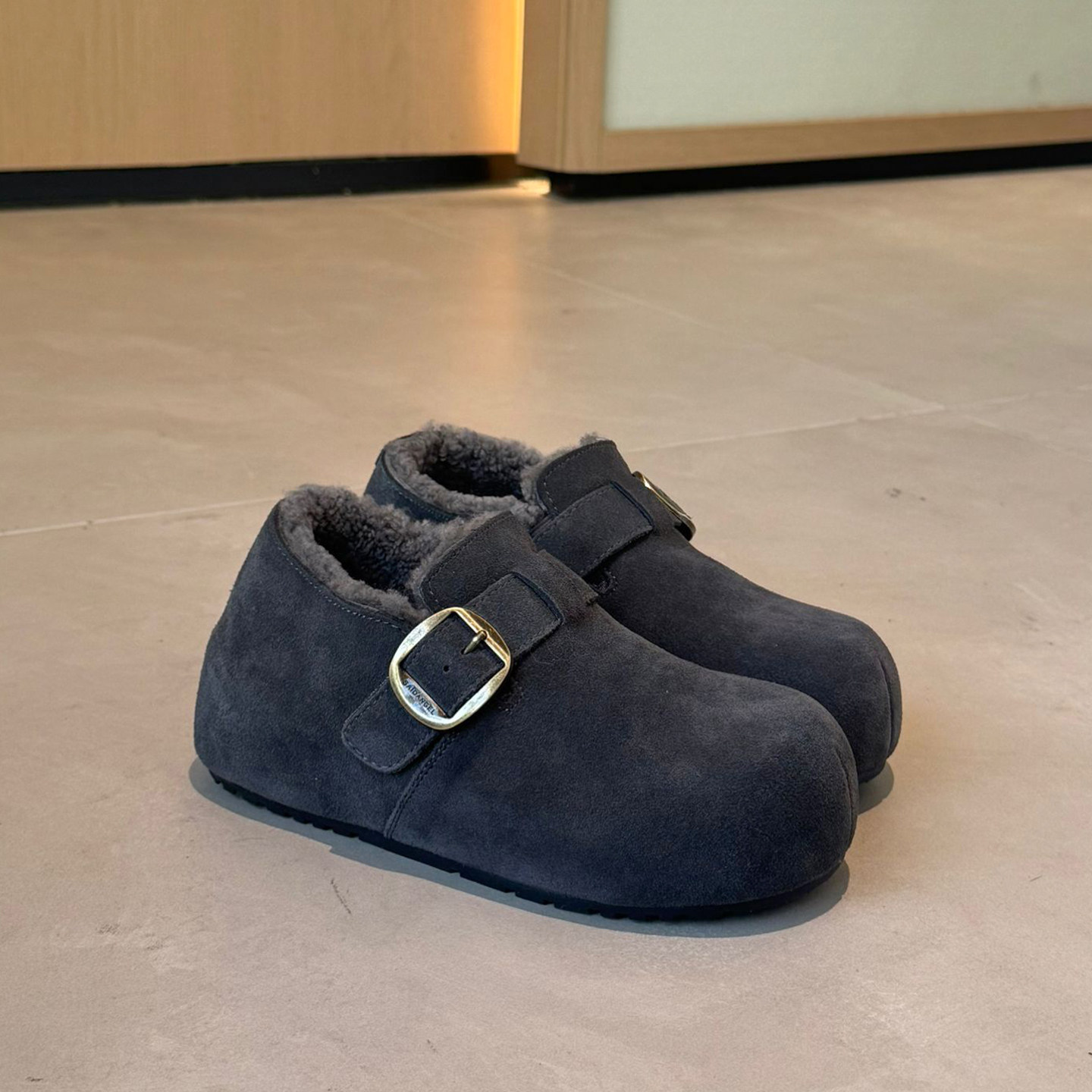 灰色加绒勃肯鞋女2025新款巨好看内增高毛毛鞋休闲一脚蹬懒人棉鞋,女鞋,勃肯鞋/软木鞋,淘宝优惠券,粉丝福利购,淘宝优惠卷