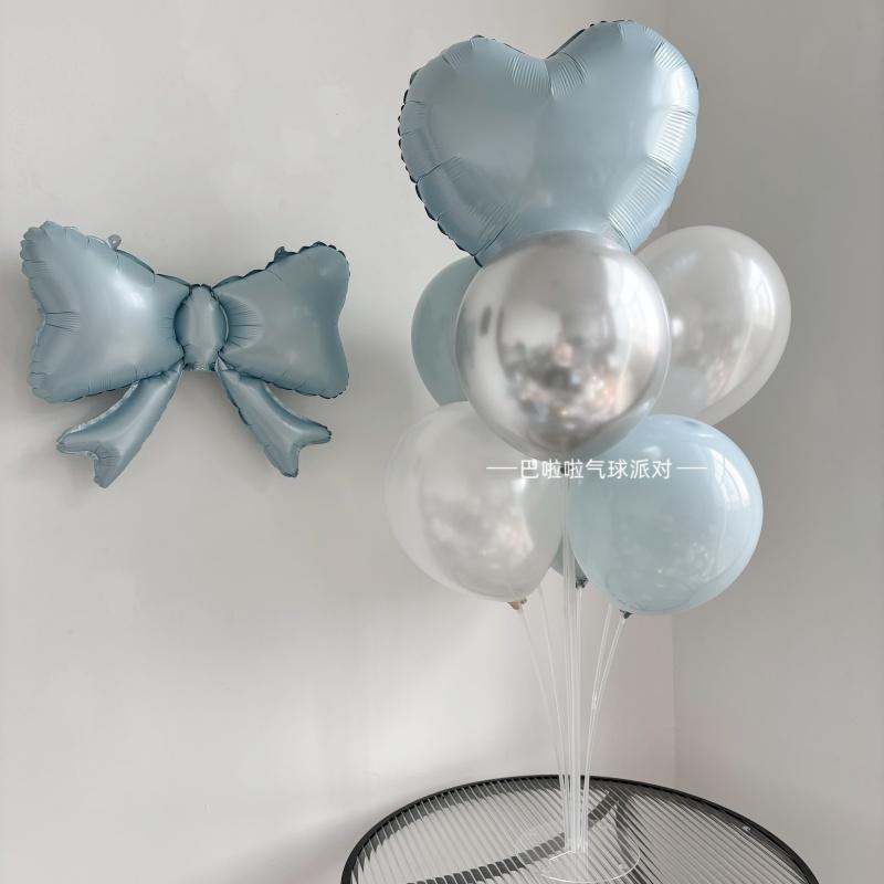 奶油蓝色粉色系布置气球桌飘支架