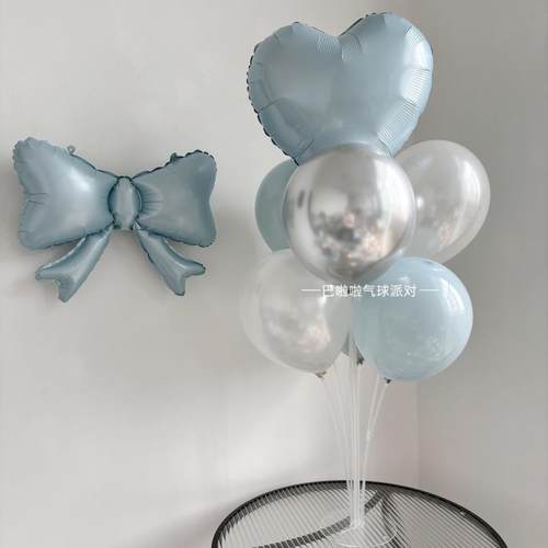 奶油蓝色粉色系布置气球桌飘支架