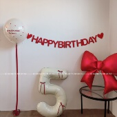 红色系生日快乐装 饰场景布置气球宝宝满月百天喜庆氛围感拍照道具