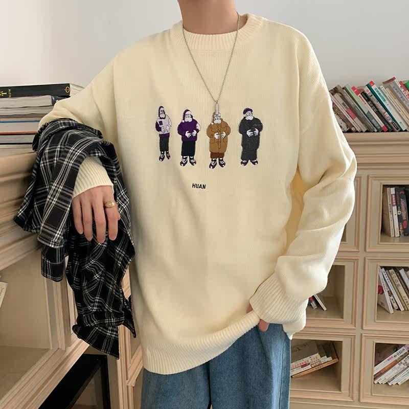 秋冬新品韩版原创圣诞老人刺绣宽松套头针织衫毛衣男1029/P55，男装针织衫/毛衣，星座1501