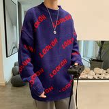 韩版ins字母提花情侣宽松毛衣男女潮流针织衫T012-P70，男装针织衫/毛衣，星座1501