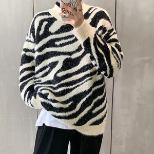韩版ins情侣慵懒风半高领毛衣宽松潮流秋冬套头针织衫QT806-P75图片