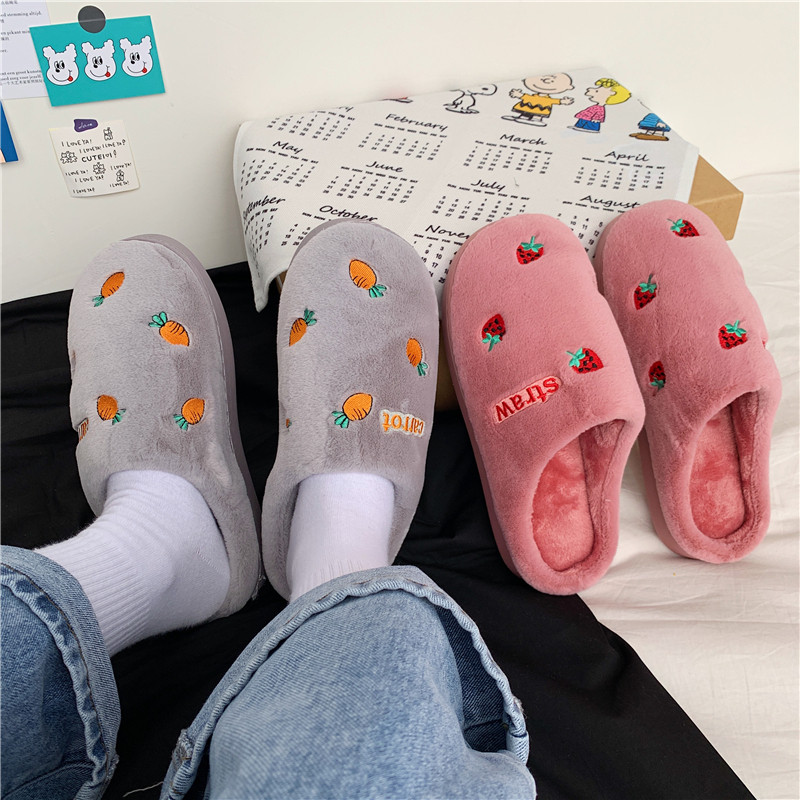 秋冬韩版刺绣情侣棉拖鞋ins居家室内加绒加厚防滑潮拖男TX36-P20,男鞋拖鞋,星座1501