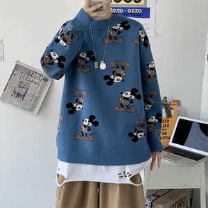秋冬卡通情侣毛衣韩版宽松ins潮流上衣男女套头针织衫T813-P78图片