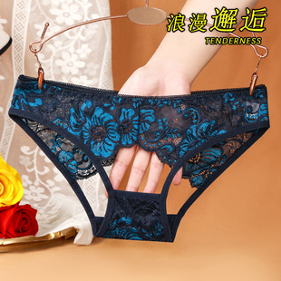 颜蓓薇厂家直销内裤镂空蕾丝性感前后胖mm大码女士三角裤1538