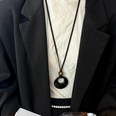 黑色圆环项链2024新款