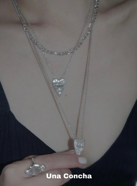 U.CA韩国souhait爱心项链女ins小众设计nana同款镀金桃心双层颈链