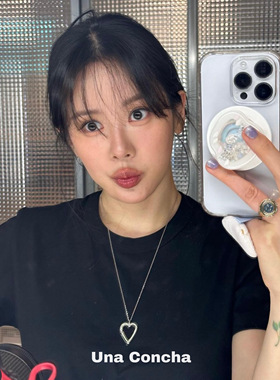 U.CA韩国happyrim同款竹节爱心项链女纯银简约out of label锁骨链