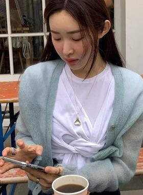 小众brill倒挂爱心毛衣链