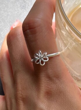 U.CA韩国out of label麻花扭结爱心戒指镂空桃心花朵925纯银指戒