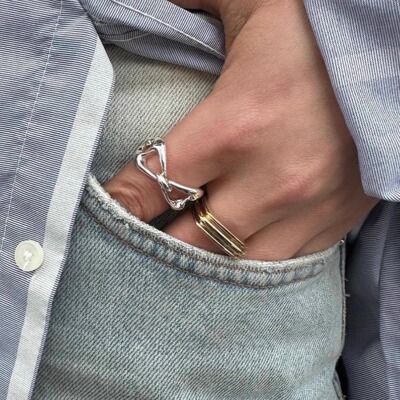 韩国coldframe纯银猪鼻食指戒