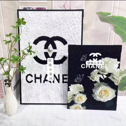 山茶花小香风黑白简约装饰画网红高级感艺术挂画餐厅卧室桌面摆画