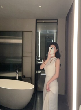 mmm collection 优雅气质无袖薄款针织连衣裙春夏大摆长裙女神裙