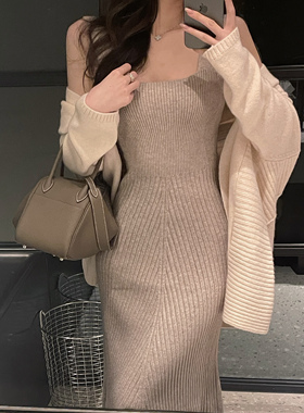 mmm collection 吊带包臀鱼尾连衣裙女春温柔内搭高腰针织中长裙