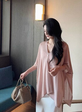 mmm collection 淡雅清冷风冰丝针织薄款披肩开衫女温柔斗篷罩衫