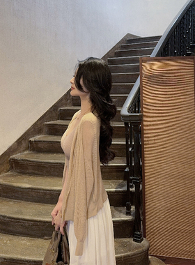 mmm collection 软糯半透温柔纯欲宽松毛衣开衫女春薄款针织罩衫