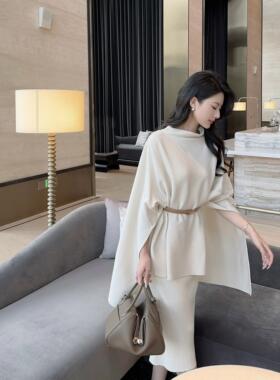 mmm collection 贵气优雅垂坠质感斗篷毛衣女秋外搭针织披肩外套