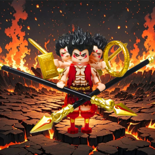 适用乐高哪吒三头六臂混天绫乾坤圈敖丙第三方益智拼装积木人仔