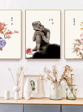 新中式风建筑微喷打印装饰画画芯