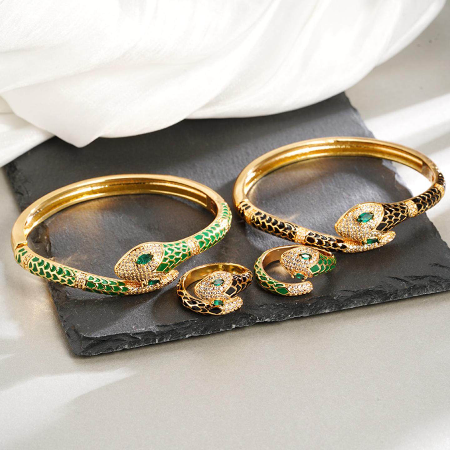 沙金镀18k蛇形手镯珐琅彩镶锆绿眼蛇头戒指复古新中式手饰品,饰品/流行首饰/时尚饰品新,戒指/指环,淘宝优惠券,粉丝福利购,淘宝优惠卷