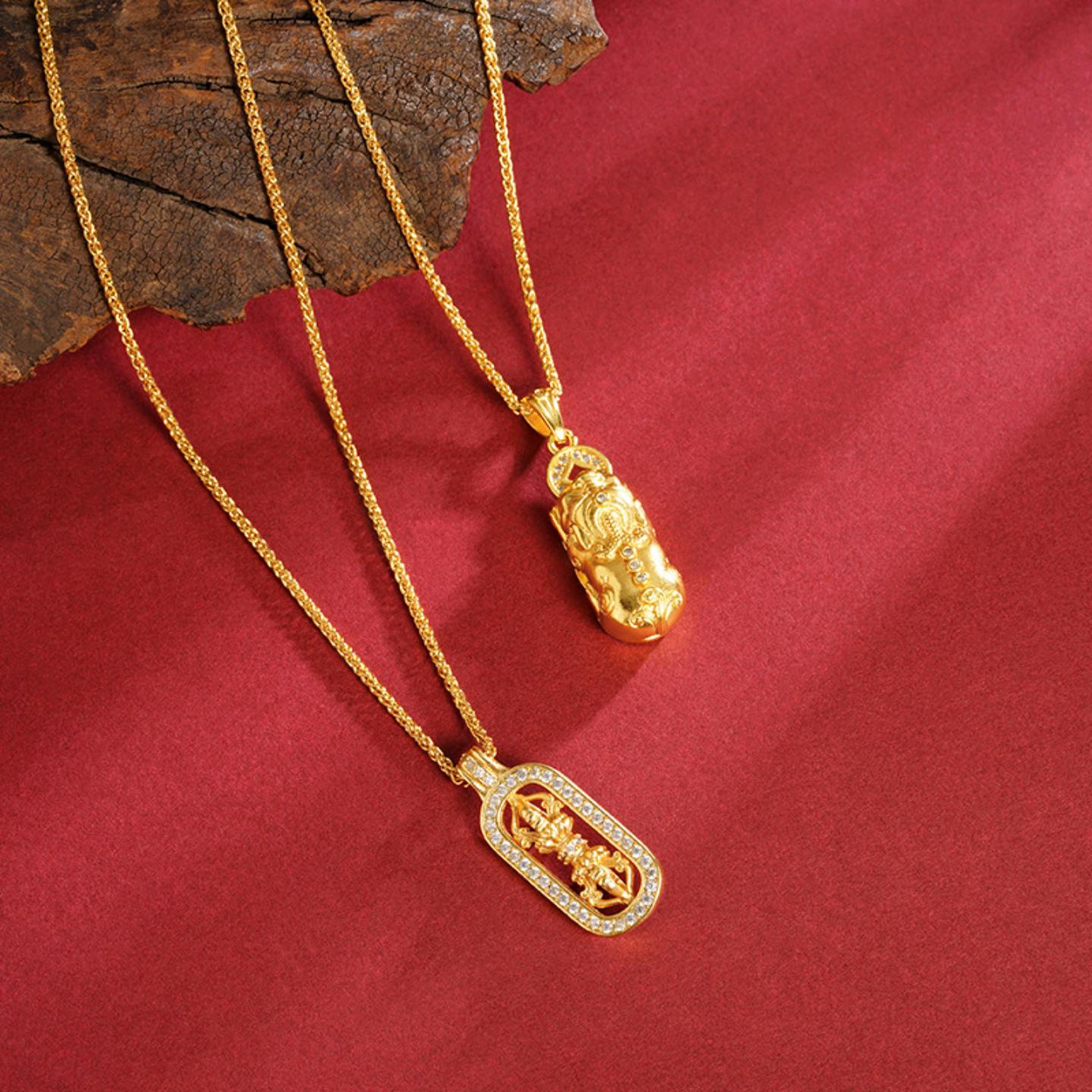 越南沙金貔貅吞金兽金刚杵吊坠女葫芦韦*雪同款久不掉色肖邦项链