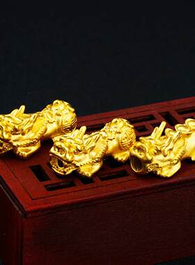 编织红绳中号仿黄金貔貅纯铜配件