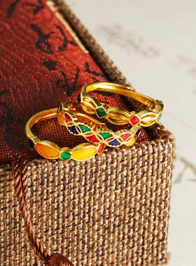古法越南沙金珐琅彩戒指