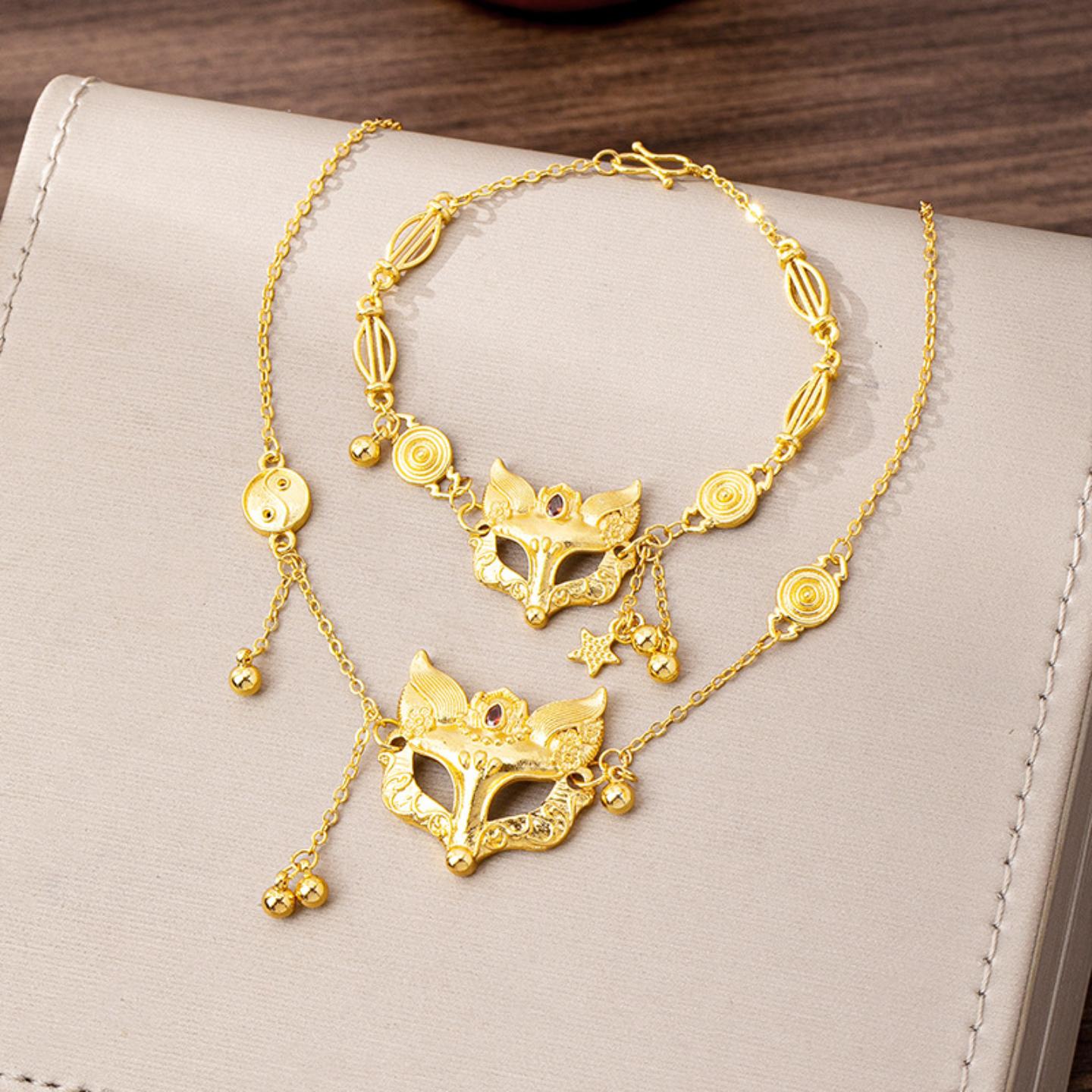 高级感花丝流苏狐面手链