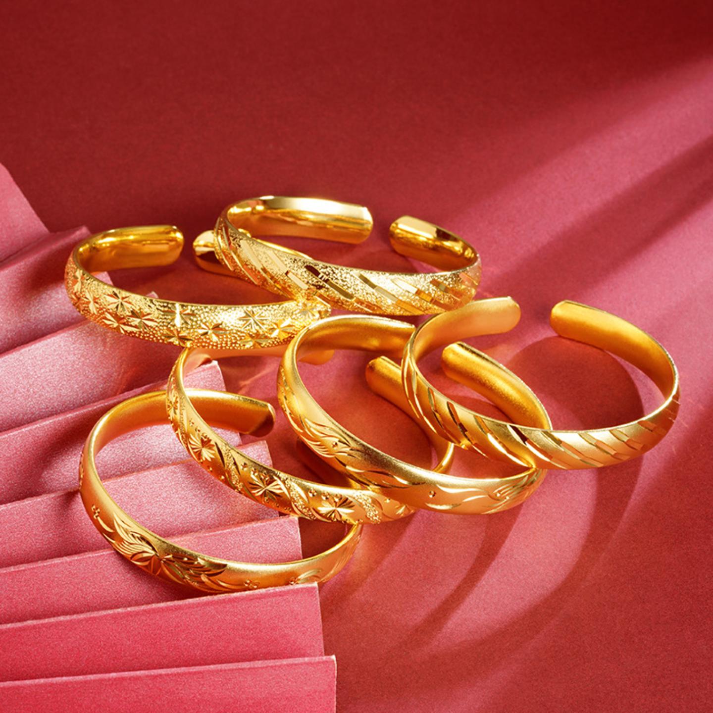 越南沙金古法龙凤手镯女