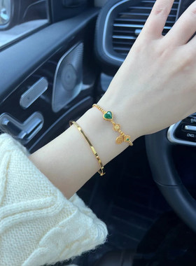 【兔年新款热卖】金珠手链爱心如意铃兰花古法沙金吊坠手链手串女