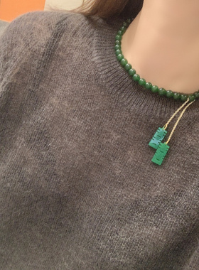 复古时尚藏式祖母绿项圈项链双喜