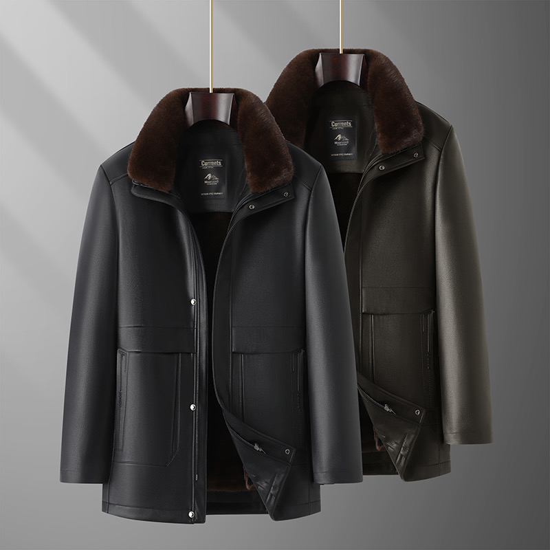 海宁皮衣加绒加厚保暖防风