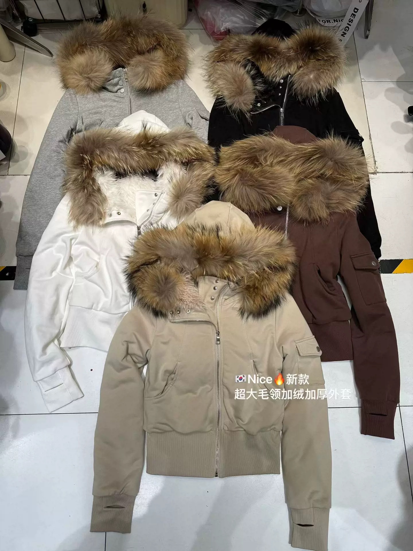 nice乃思儿正品冬新款设计感洋气百搭显瘦加绒加厚真毛领连帽外套