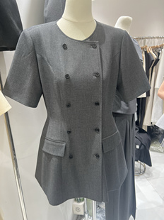 VANE设计感小众双排扣连衣裙2025夏装新款vn韦恩收腰显瘦中长款裙