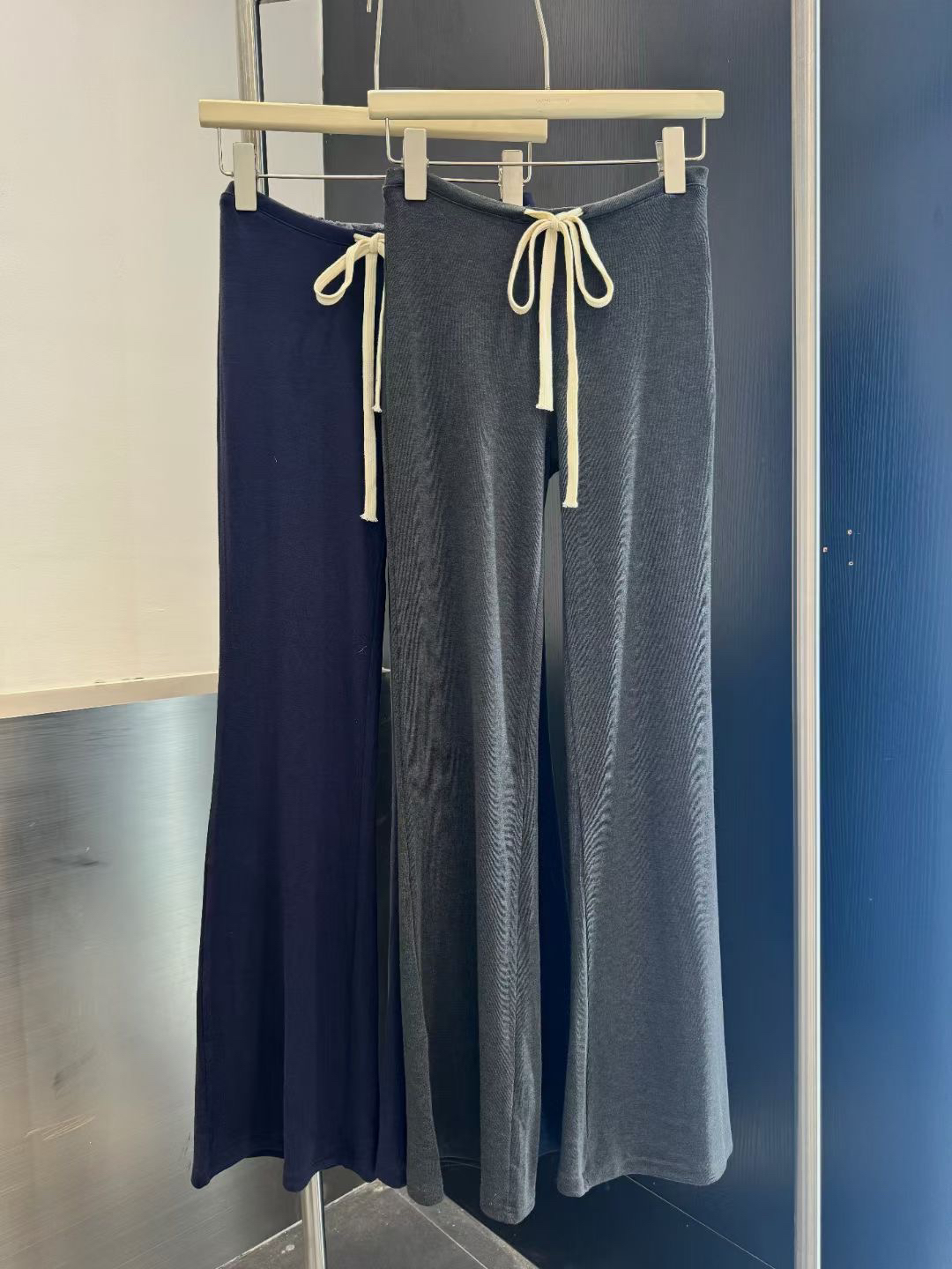 litchi十三行慵懒风低腰灰色微喇休闲裤女夏加长版垂坠拖地感长裤